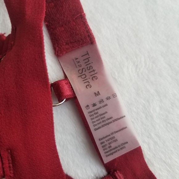 Thistle and Spire Red Garter Belt Women's Medium Ruby Crossed Strappy Lingerie - Picture 6 of 7